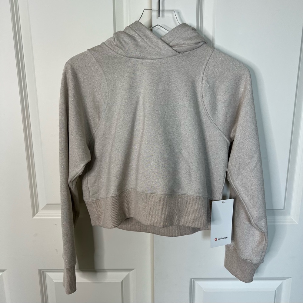 New Lululemon Loungeful Cropped Hoodie Spark 4 Beige Gold Bone Sweatshirt Crop - Picture 15 of 16
